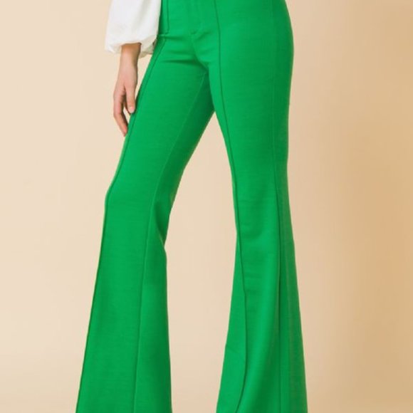 Hight-rise Flare Pants (Green) - Picture 2 of 6